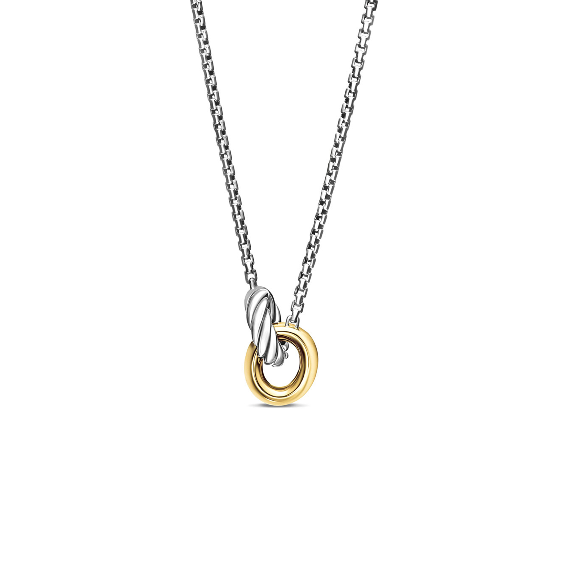DAVID YURMAN PETITE CABLE LINKED NECKLACE STERLING SILVER WITH 14K YELLOW GOLD, 15MM 192740692154
